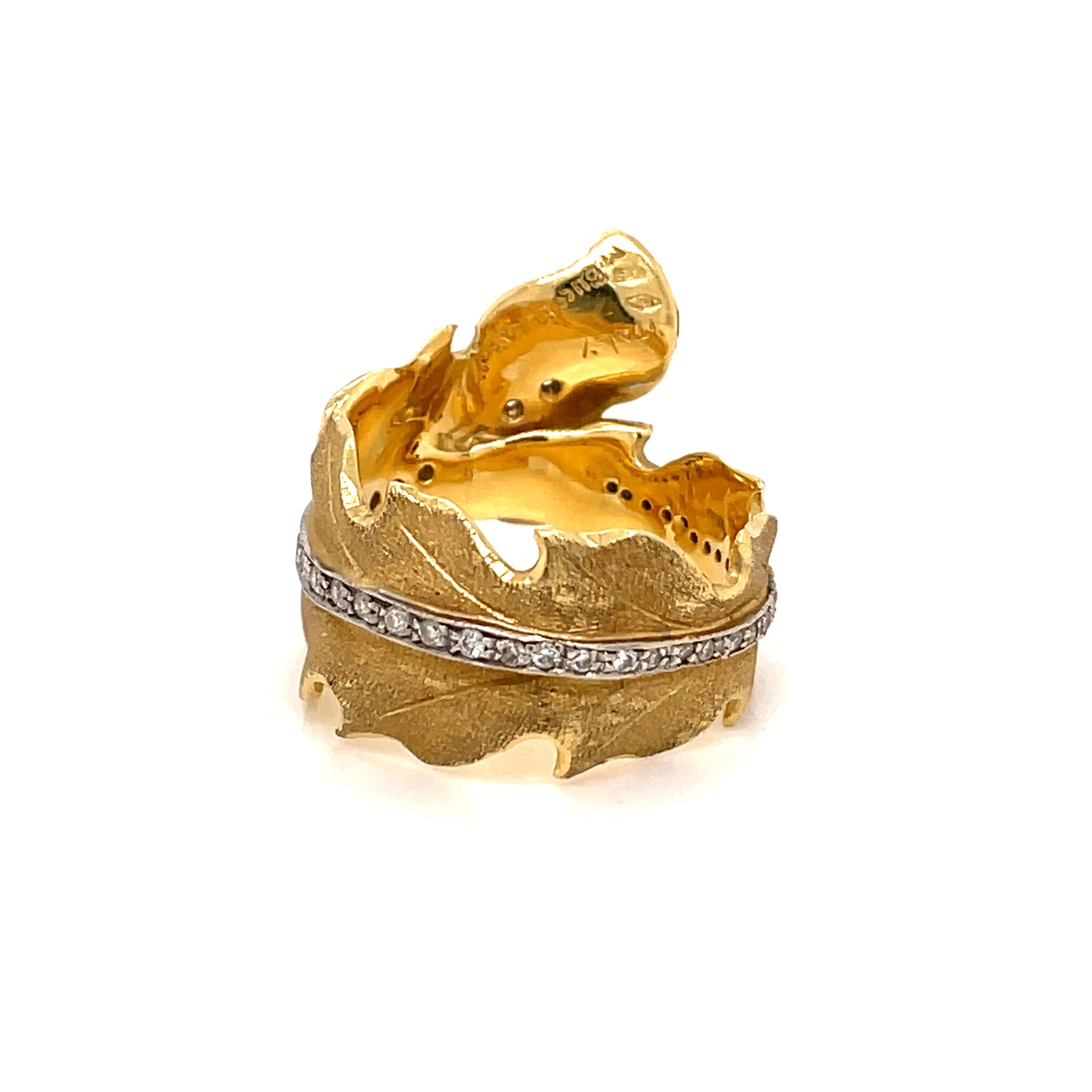 Buccellati Leaf Diamond Gold Ring 3
