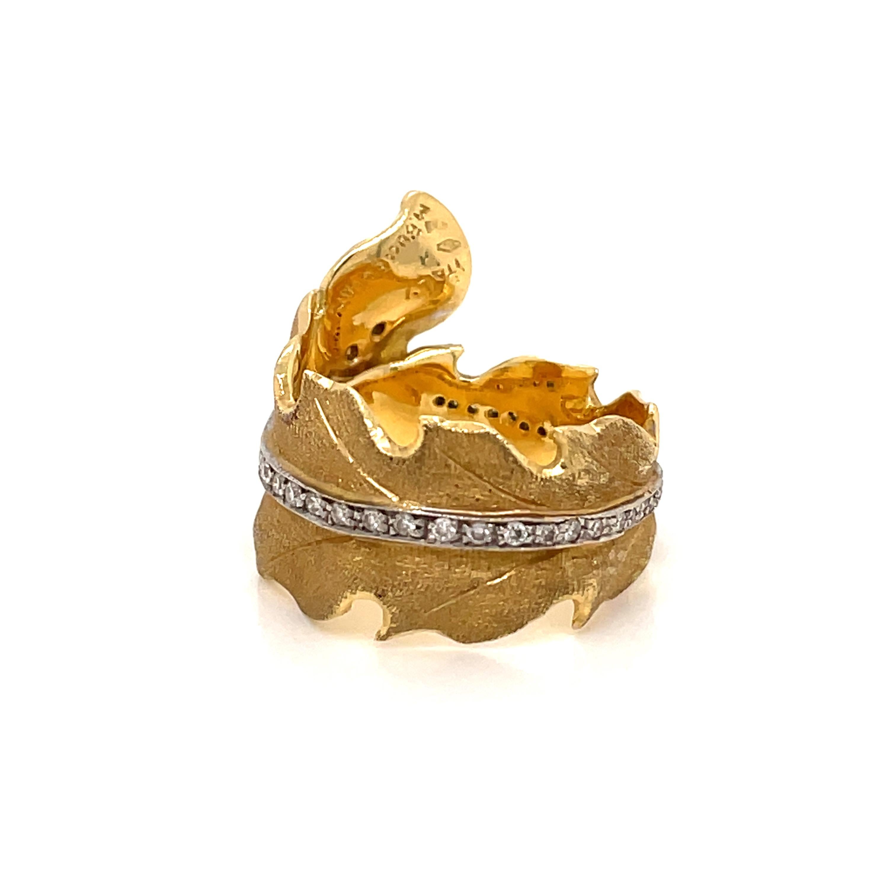 Buccellati Leaf Diamond Gold Ring 4