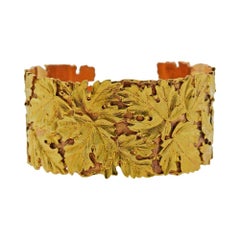 Vintage Buccellati Leaf Gold Cuff Bracelet