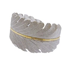 Buccellati Leaf Gold Silver Cuff Bracelet