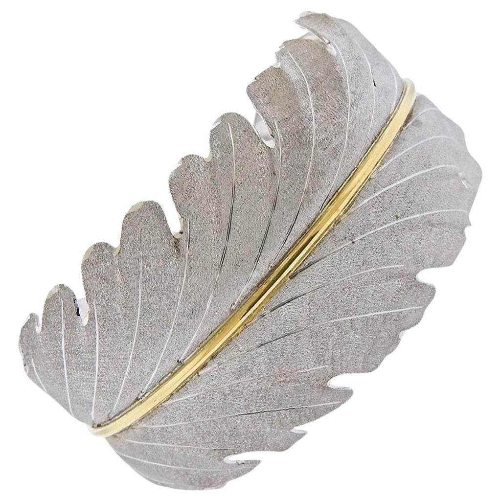Buccellati Leaf Gold Silver Cuff Bracelet