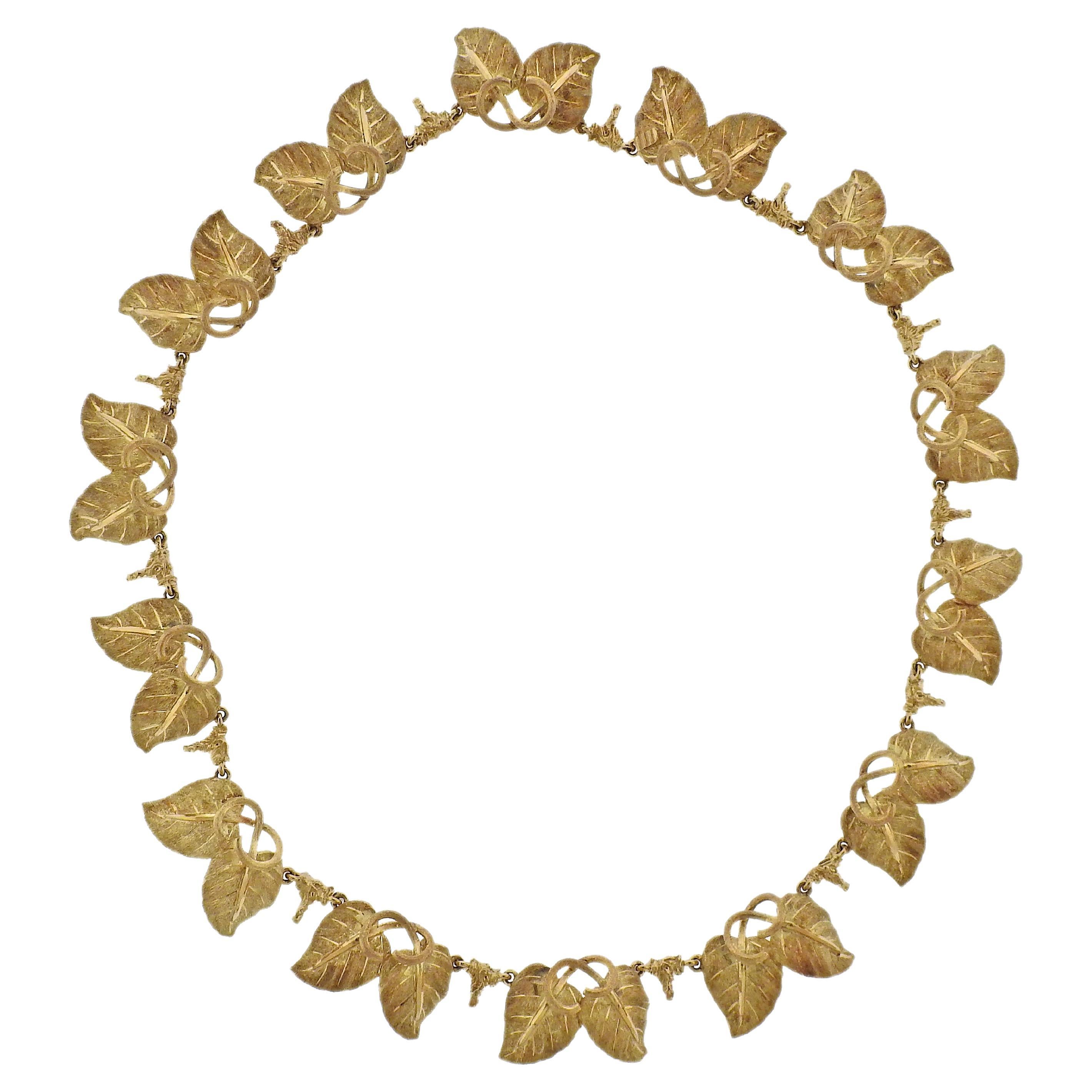 Buccellati Leaf Motif Yellow Gold Necklace For Sale
