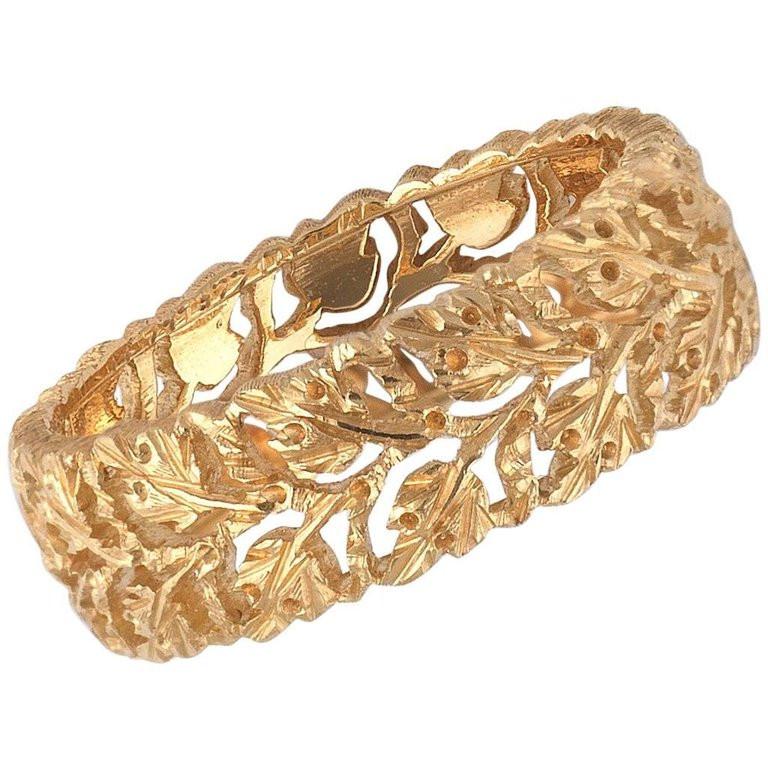Buccellati Leaves and Branches Shaped Yellow Gold Band Ring In Excellent Condition In Firenze, IT