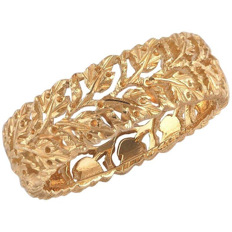 Women's or Men's Buccellati Leaves and Branches Shaped Yellow Gold Band Ring