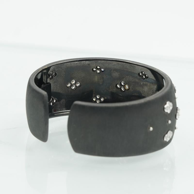 Women's Buccellati Macri Ab Bracelet 18K Black Gold & Diamond Cuff Bracelet For Sale