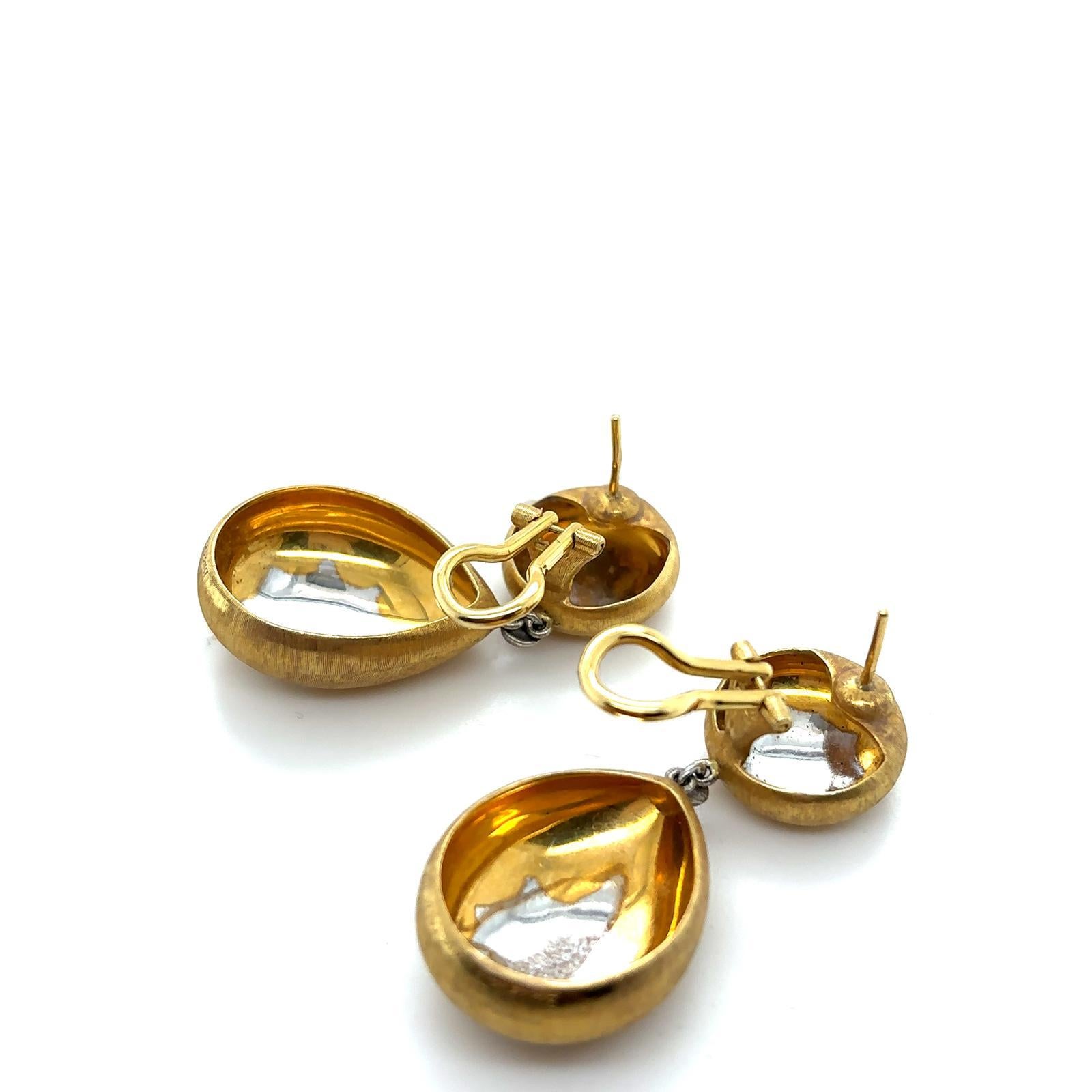 Buccellati 'Macri Classica' 18 Karat Yellow and White Gold Drop Earrings For Sale 5