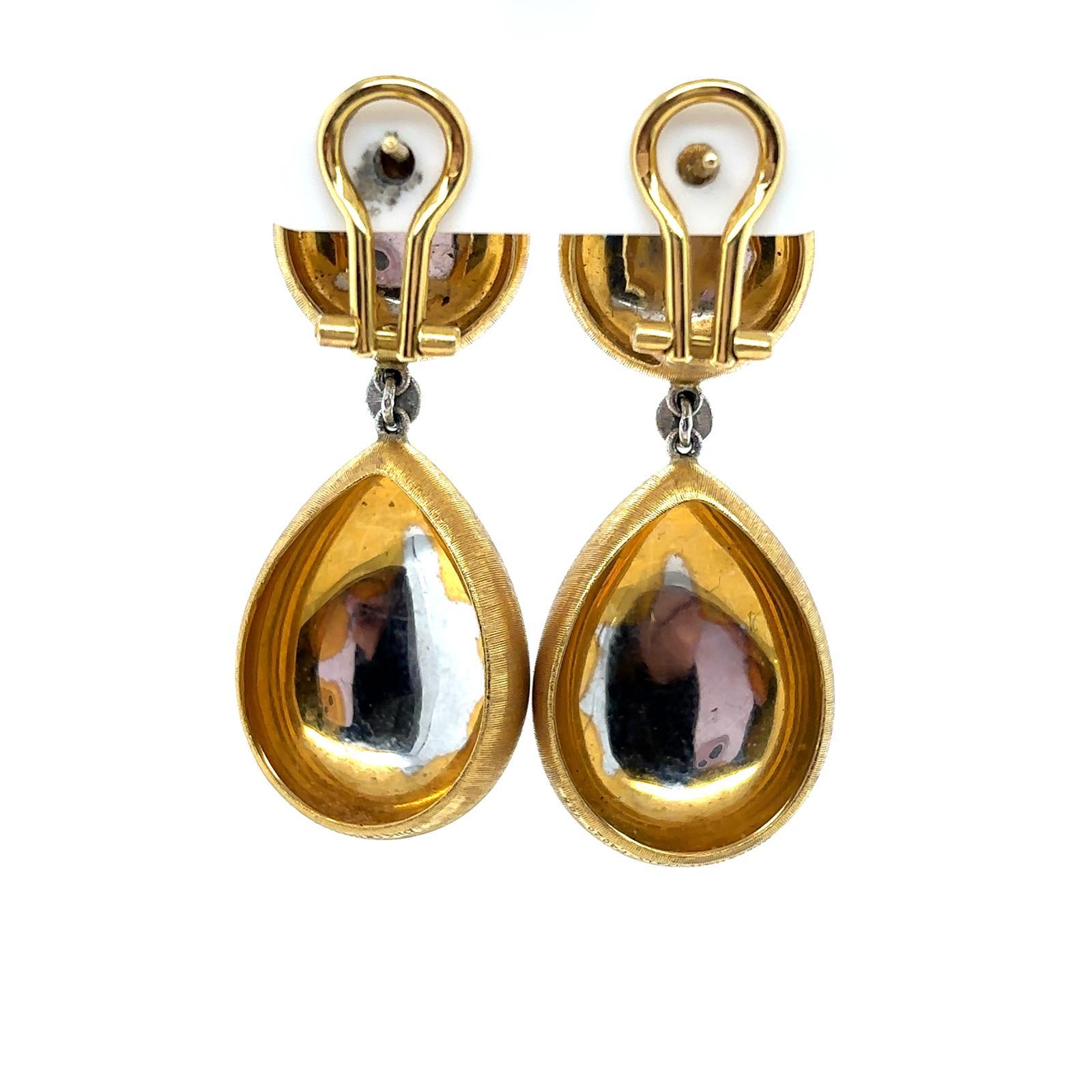 Women's Buccellati 'Macri Classica' 18 Karat Yellow and White Gold Drop Earrings For Sale