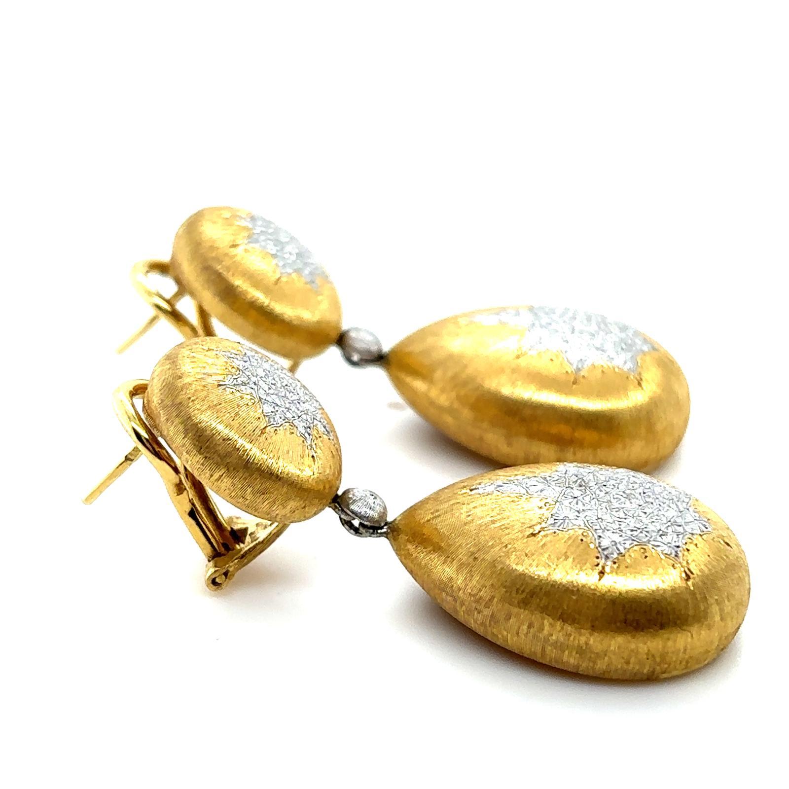 Buccellati 'Macri Classica' 18 Karat Yellow and White Gold Drop Earrings For Sale 1