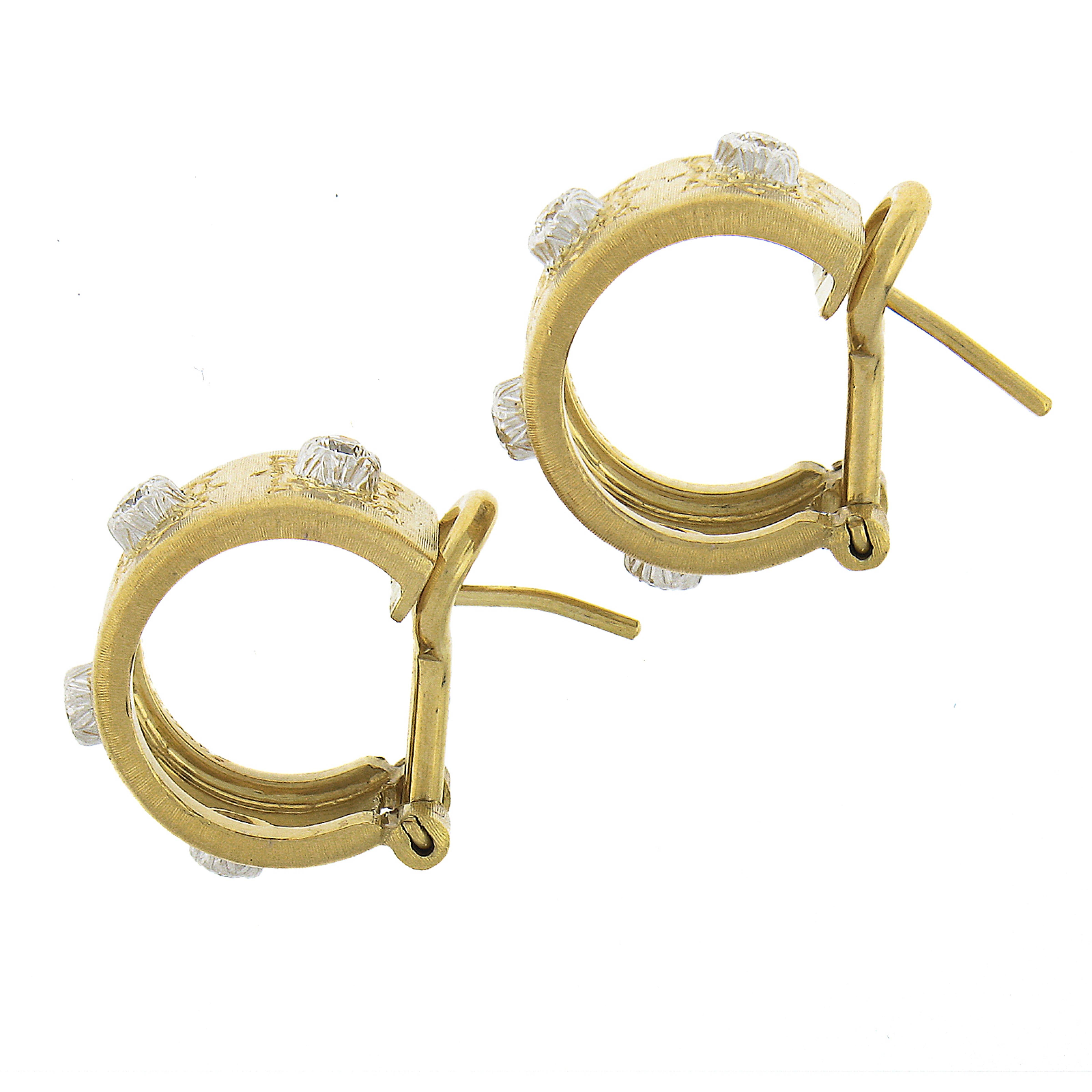 Women's Buccellati Macri Classica 18k Gold 0.24ctw Diamond Huggie Hoop Omega Earrings