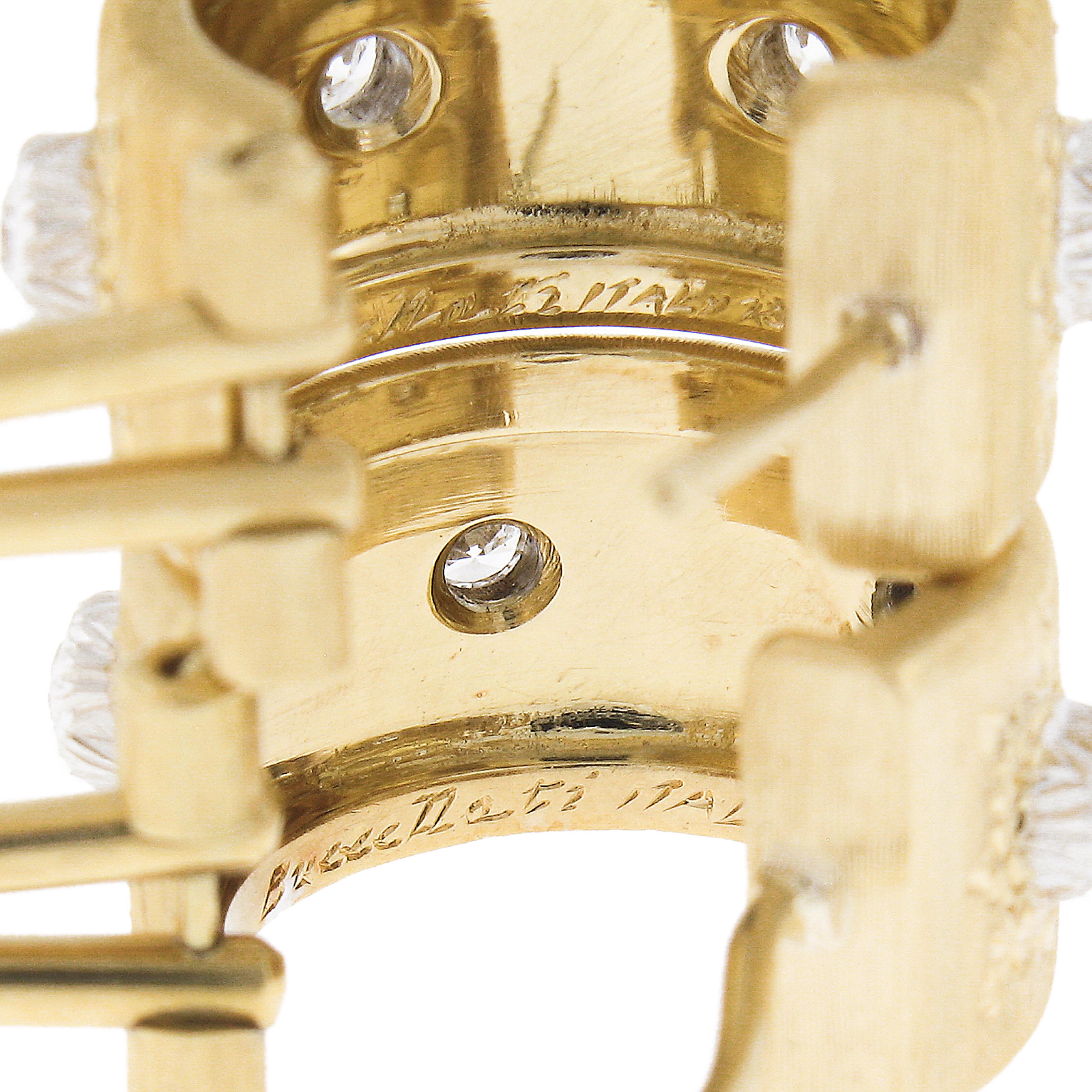 Buccellati Macri Classica 18k Gold 0.24ctw Diamond Huggie Hoop Omega Earrings 2