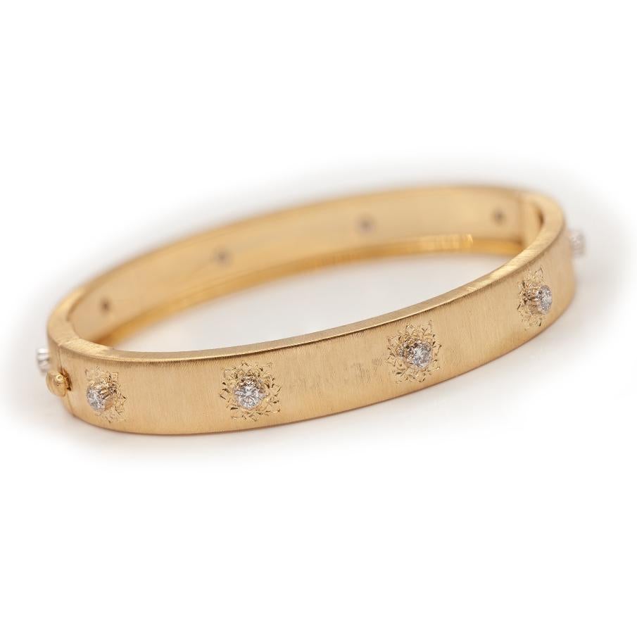Women's Buccellati Macri Classica Collection 18K YG Diamond Bangle