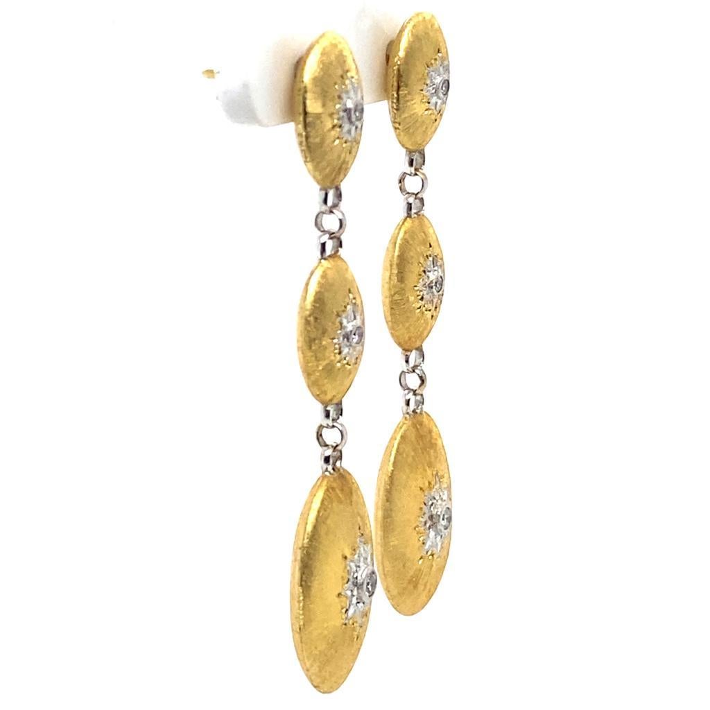 Retro Buccellati 'Macri Classica' Diamond Set 18 Karat Yellow Gold Earrings