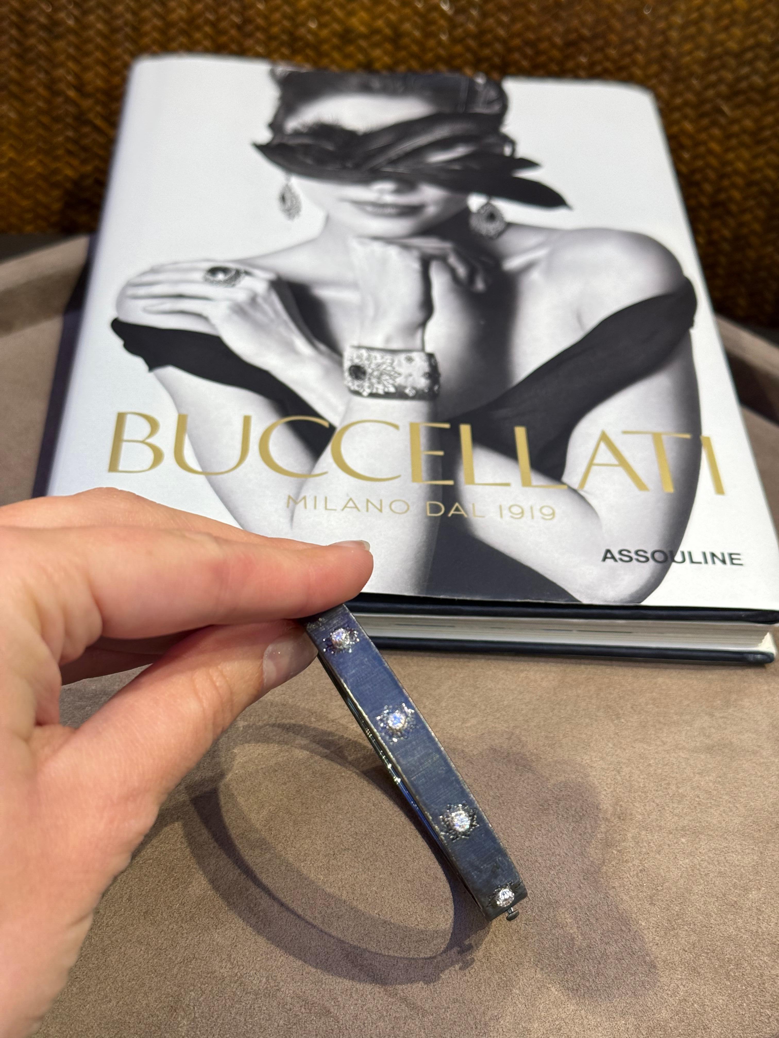 Buccellati Macri Classica Weißgoldarmband mit Diamanten, Größe 17 im Zustand „Hervorragend“ in Carmel By The Sea, CA