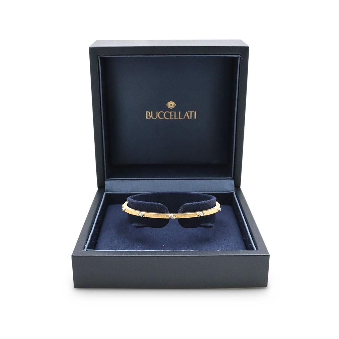Round Cut Buccellati 'Macri Classica' Yellow Gold Diamond Bracelet