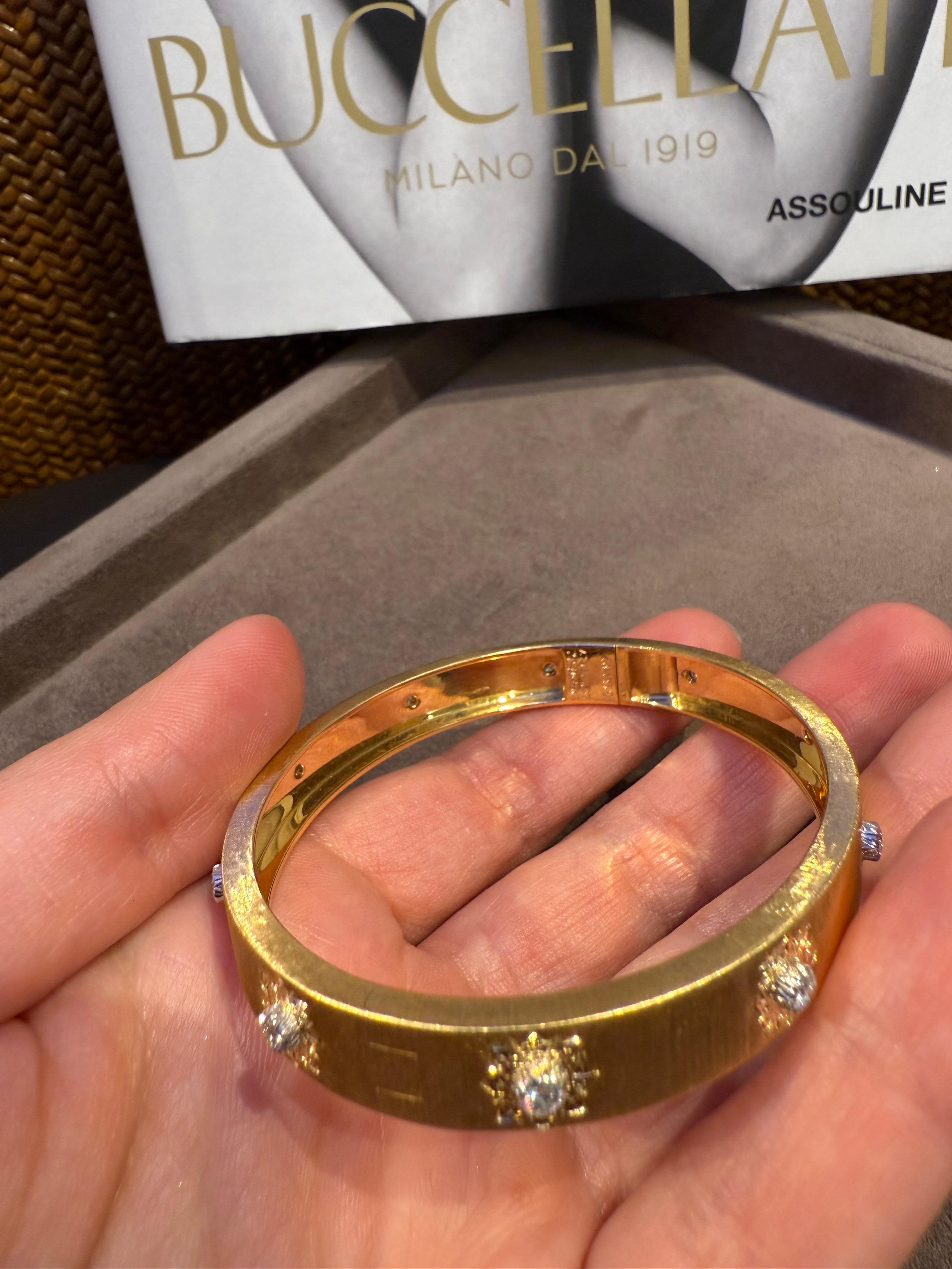 Buccellati Macri Classica Yellow/White Gold Set Bracelet with Diamonds, Size 17 2