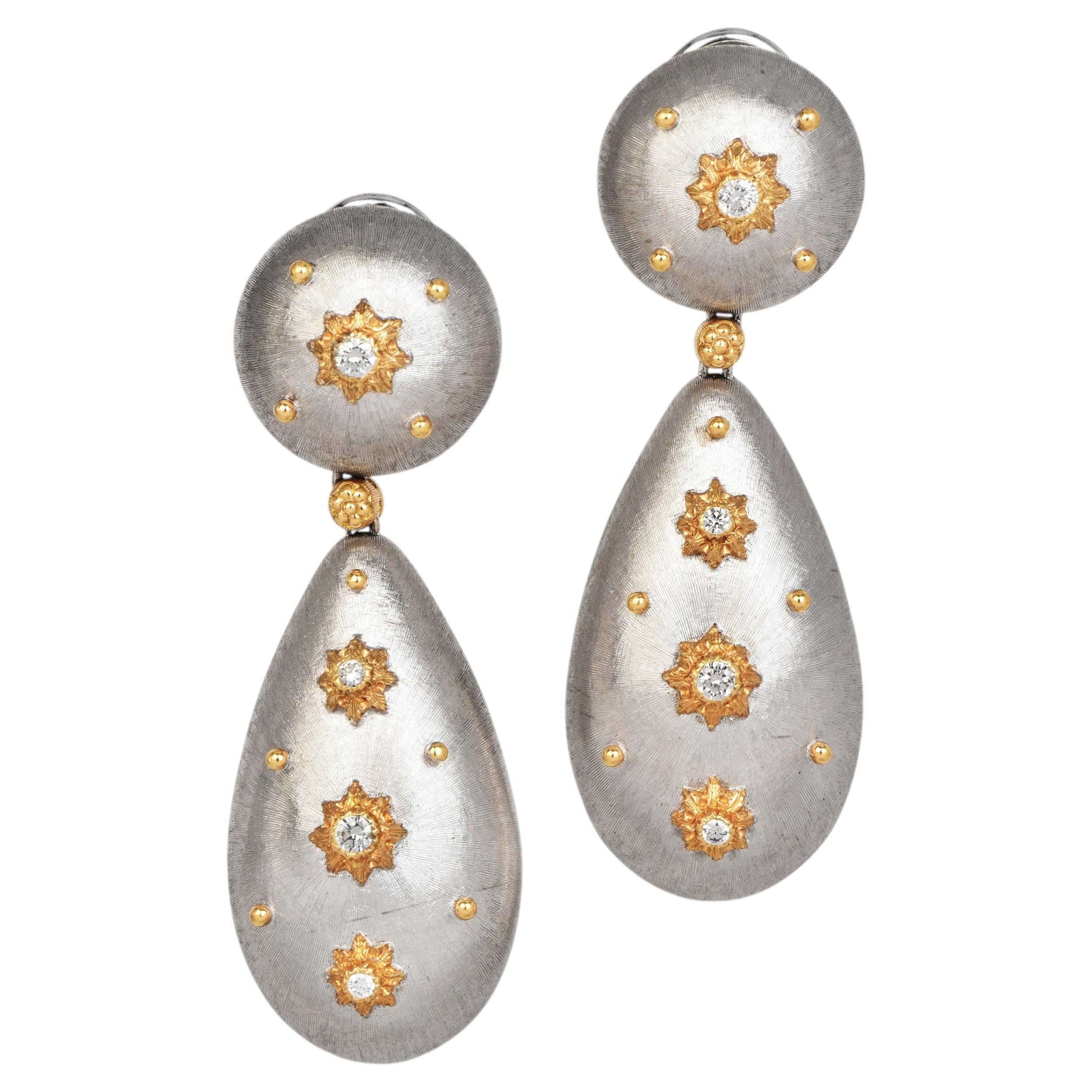 Pre-owned Buccellati Macri Diamond 18k Gold Drop Earrings In Multiple