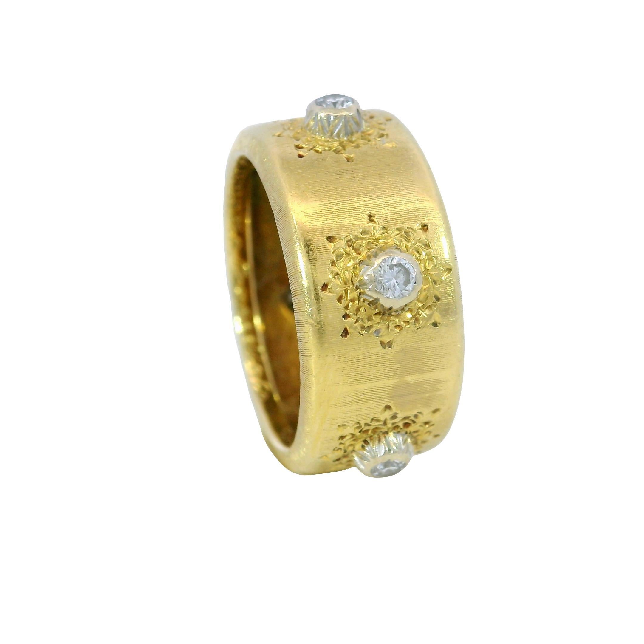 Anello con diamanti Macri di Gianmaria Buccellati in oro giallo 18 carati Sz 4.5 In condizioni ottime in vendita a Fairfield, CT