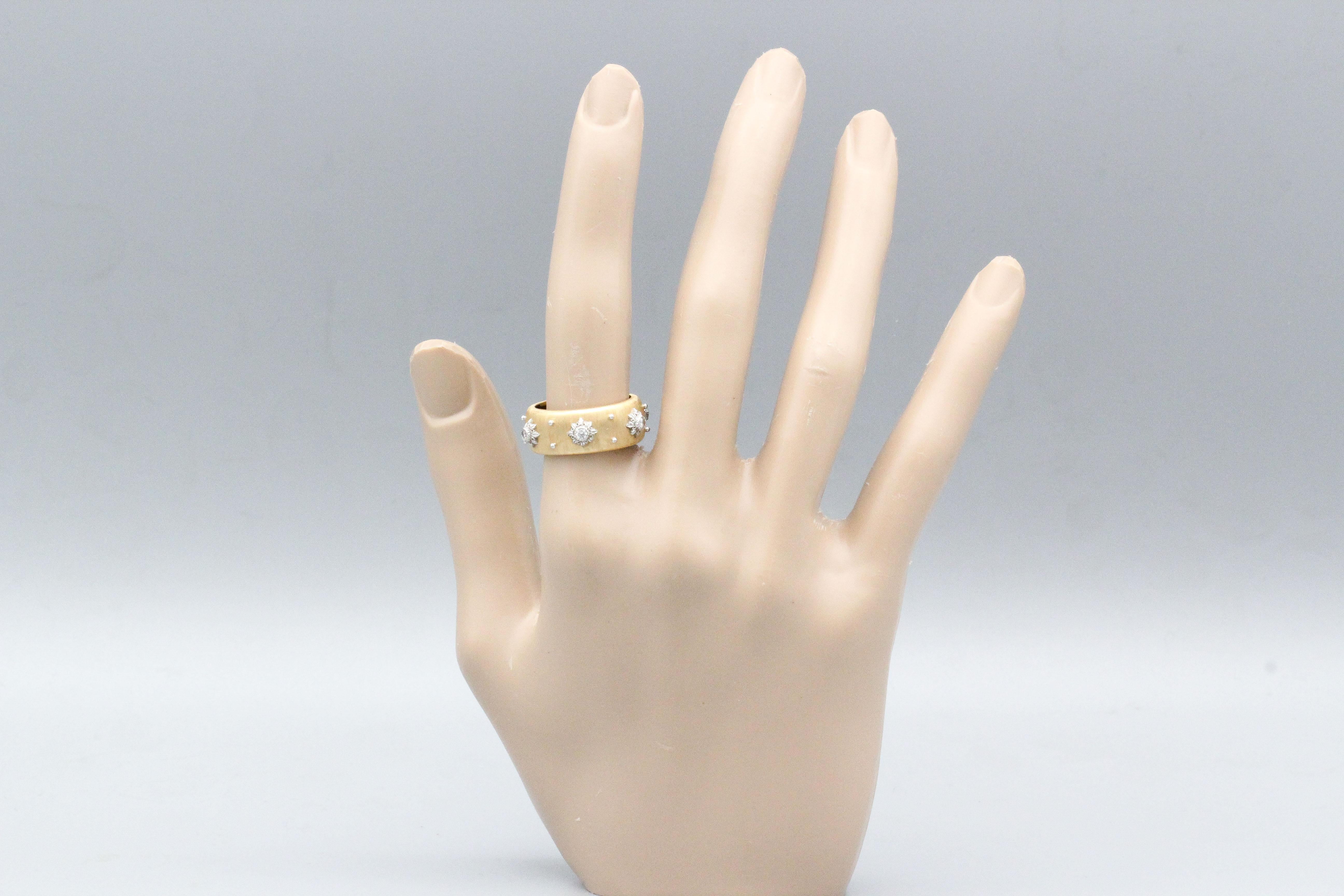 Buccellati Macri Eternelle Diamond 18k Gold Band Ring sz. 7.5 In Good Condition In New York, NY