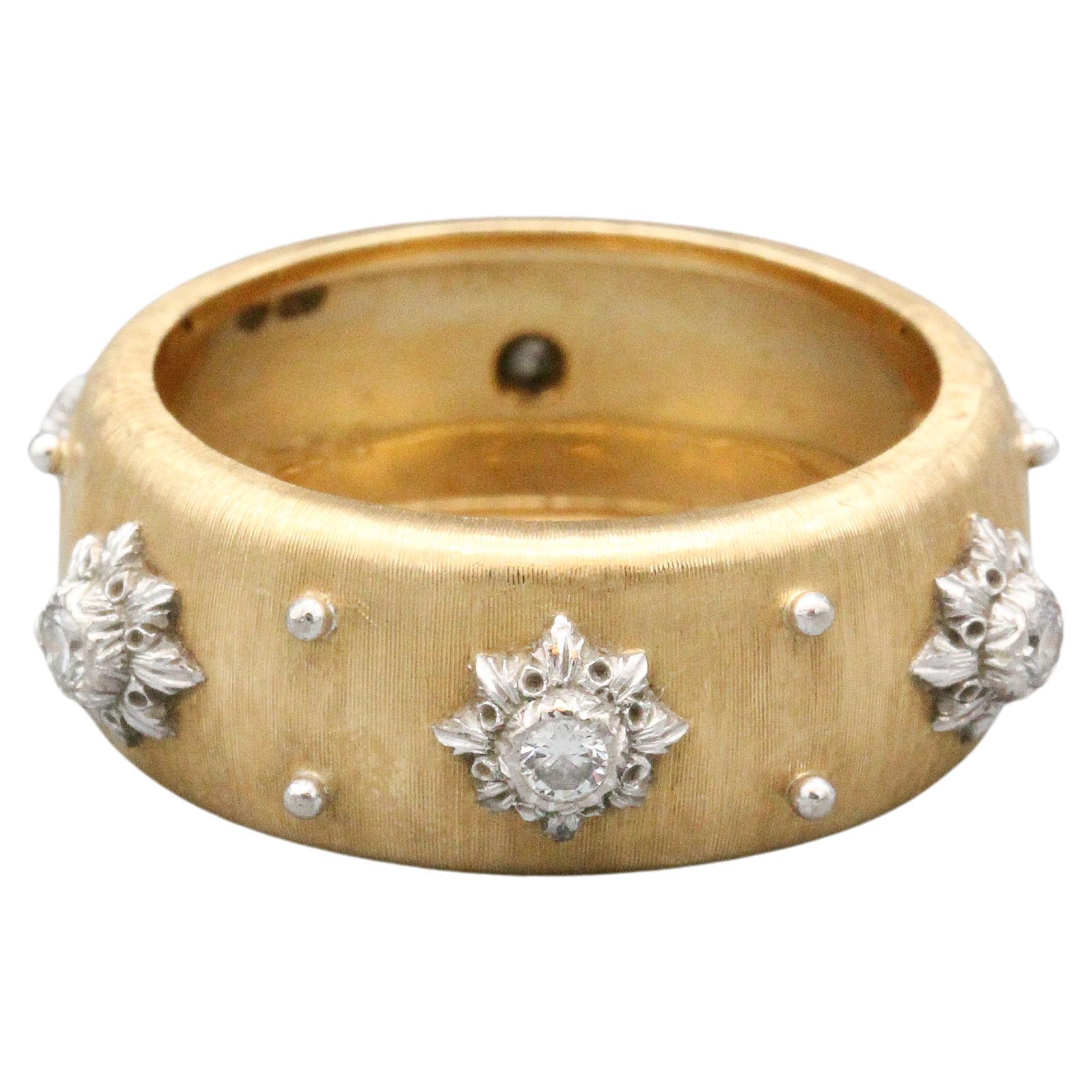 Buccellati Macri Eternelle Diamond 18k Gold Band Ring sz. 7.5
