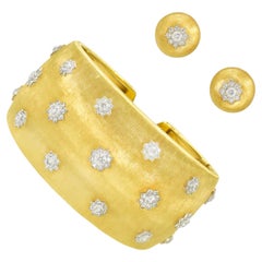 Buccellati 'Macri' Gold Bracelet and Ear Clip Suite