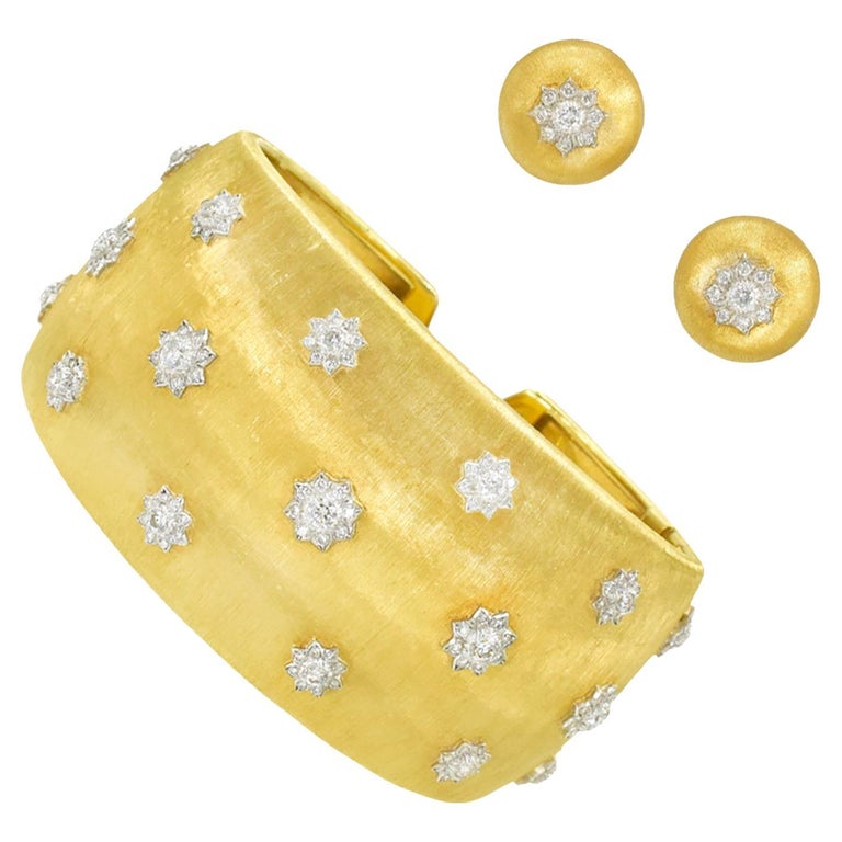 Buccellati 'Macri' Gold Bracelet and Ear Clip Suite For Sale