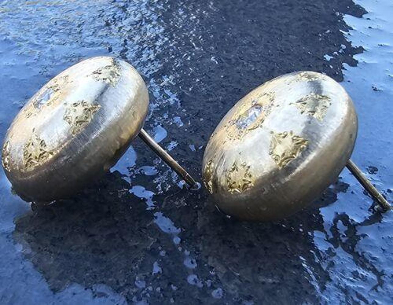 Buccellati Macri Grandes Pendientes de Diamantes de 21mm Oro Amarillo Blanco 18k Vintage Corte redondo en venta