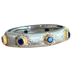 Buccellati Macri Positano Sapphire White Gold Ring, Size 48