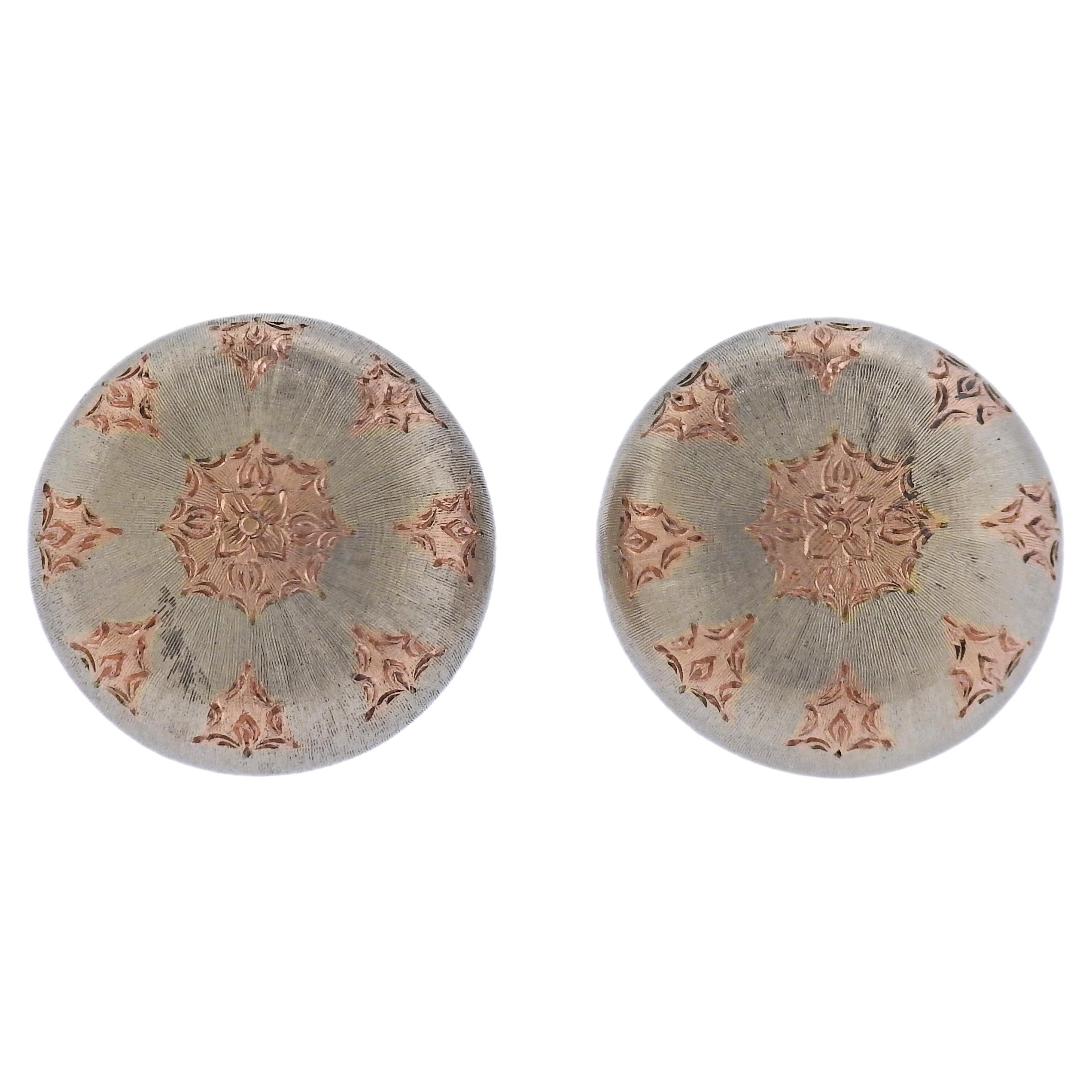 Buccellati Macri Rose White Gold Button Earrings For Sale