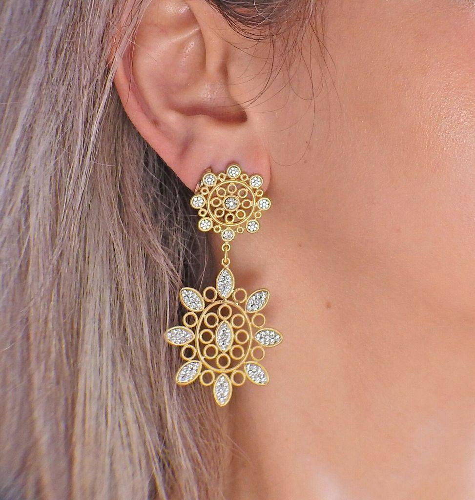 Women's Buccellati Carlotta Diamond Gold Drop Earrings