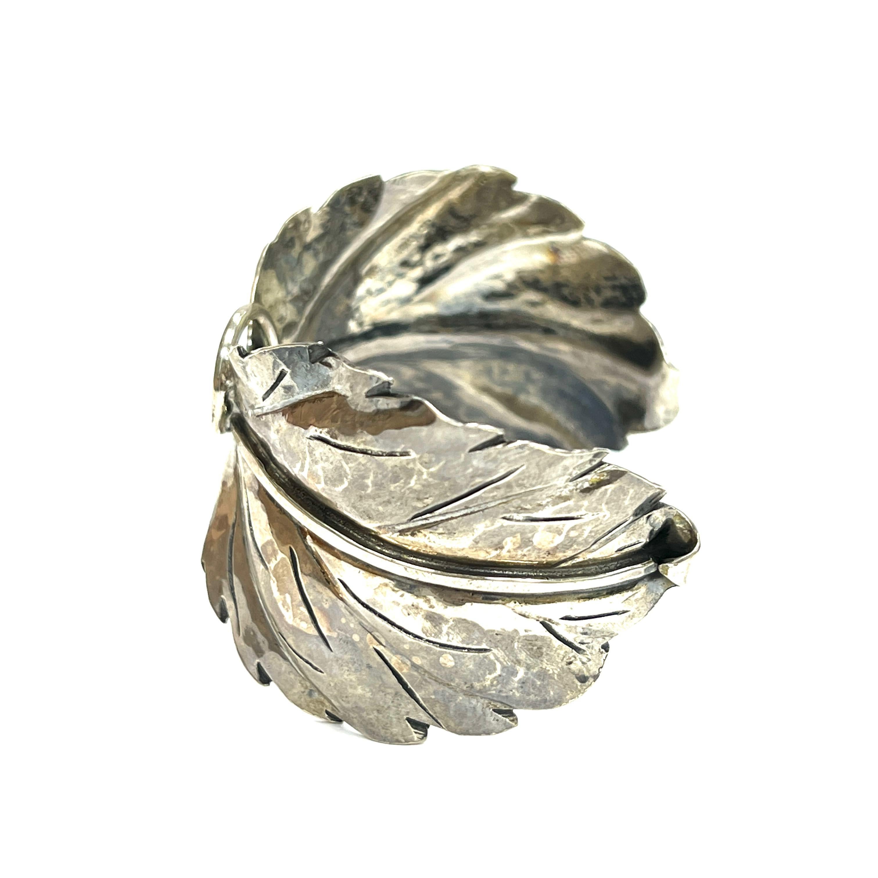Contemporary Buccellati Mario Leaf Sterling Silver Cuff Bracelet  For Sale