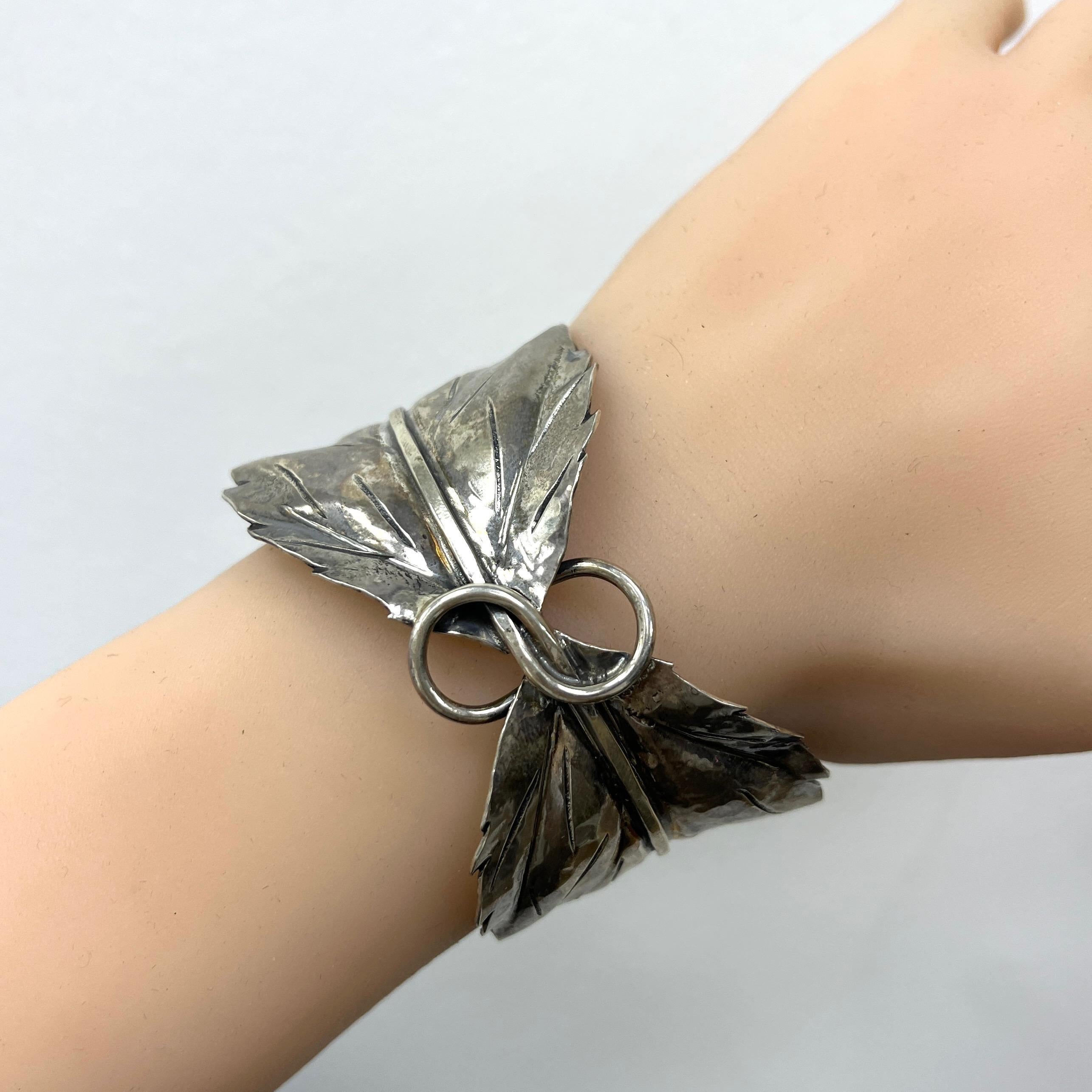 Buccellati Mario Leaf Sterling Silver Cuff Bracelet  For Sale 2