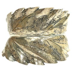 Vintage Buccellati Mario Leaf Sterling Silver Leaf Cuff Bracelet