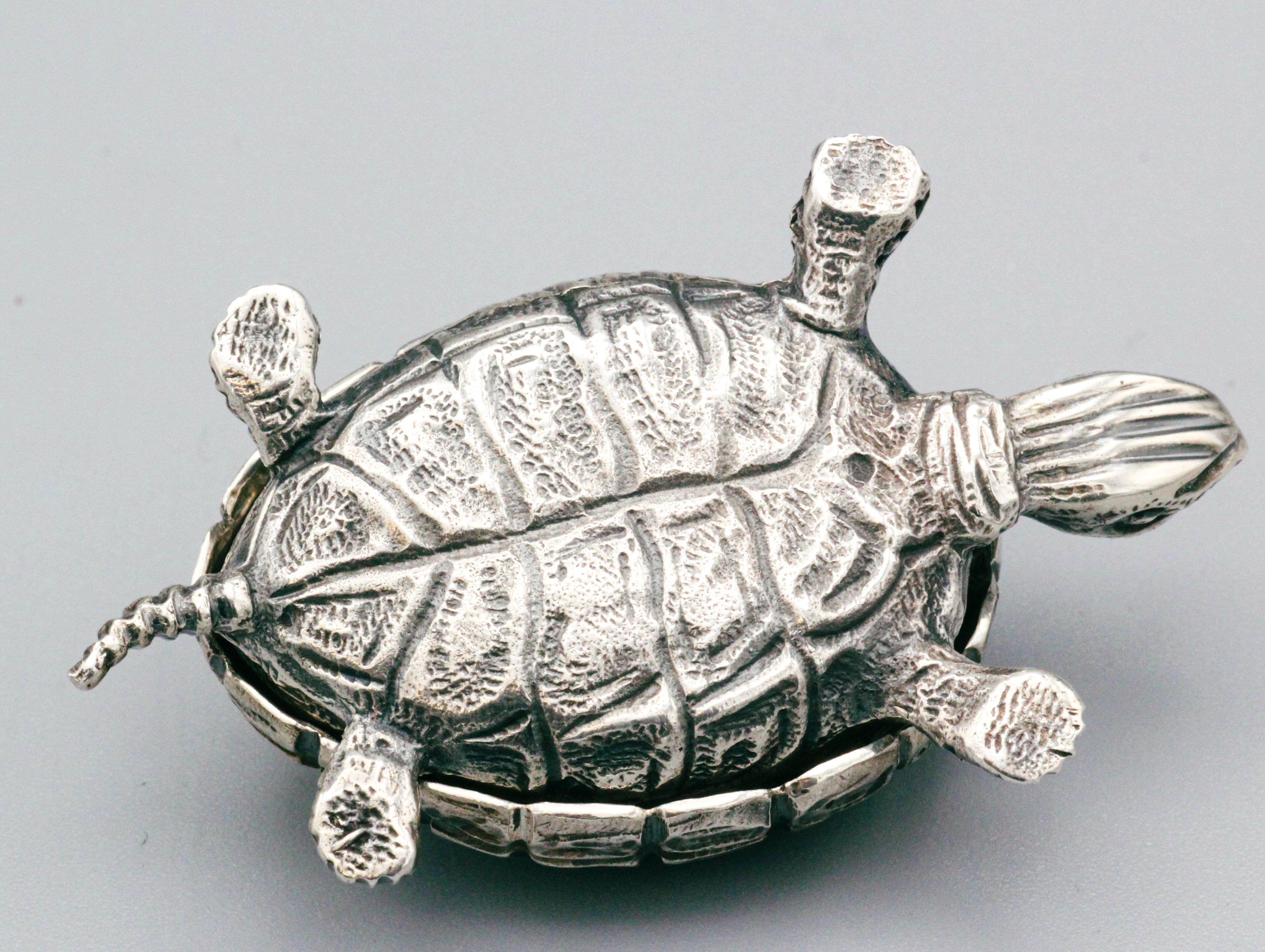 Women's or Men's Buccellati Midcentury Sterling Silver Turtle Pill Box