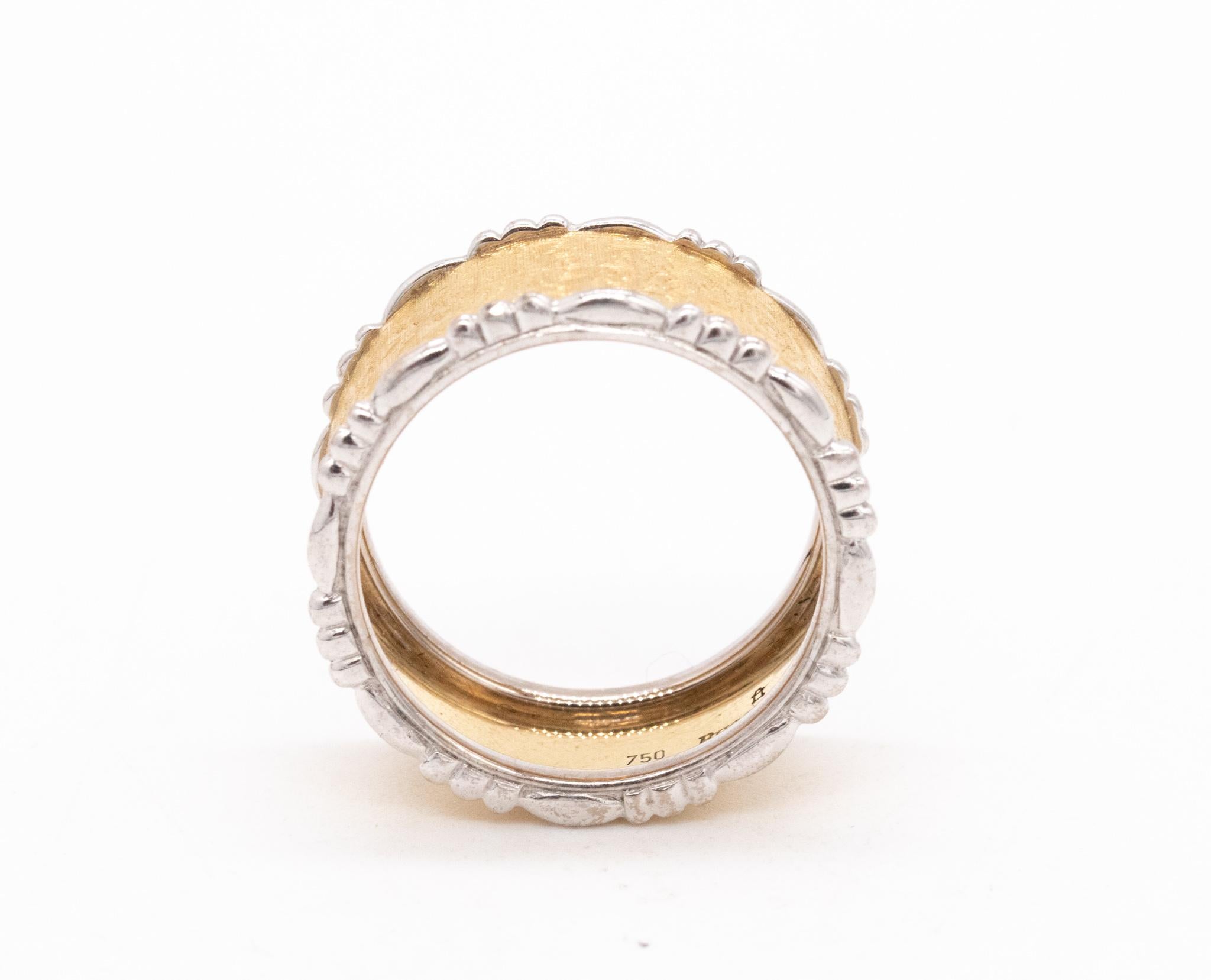 Buccellati Milano Ring Band in Brushed 18Kt Yellow and White Gold 1
