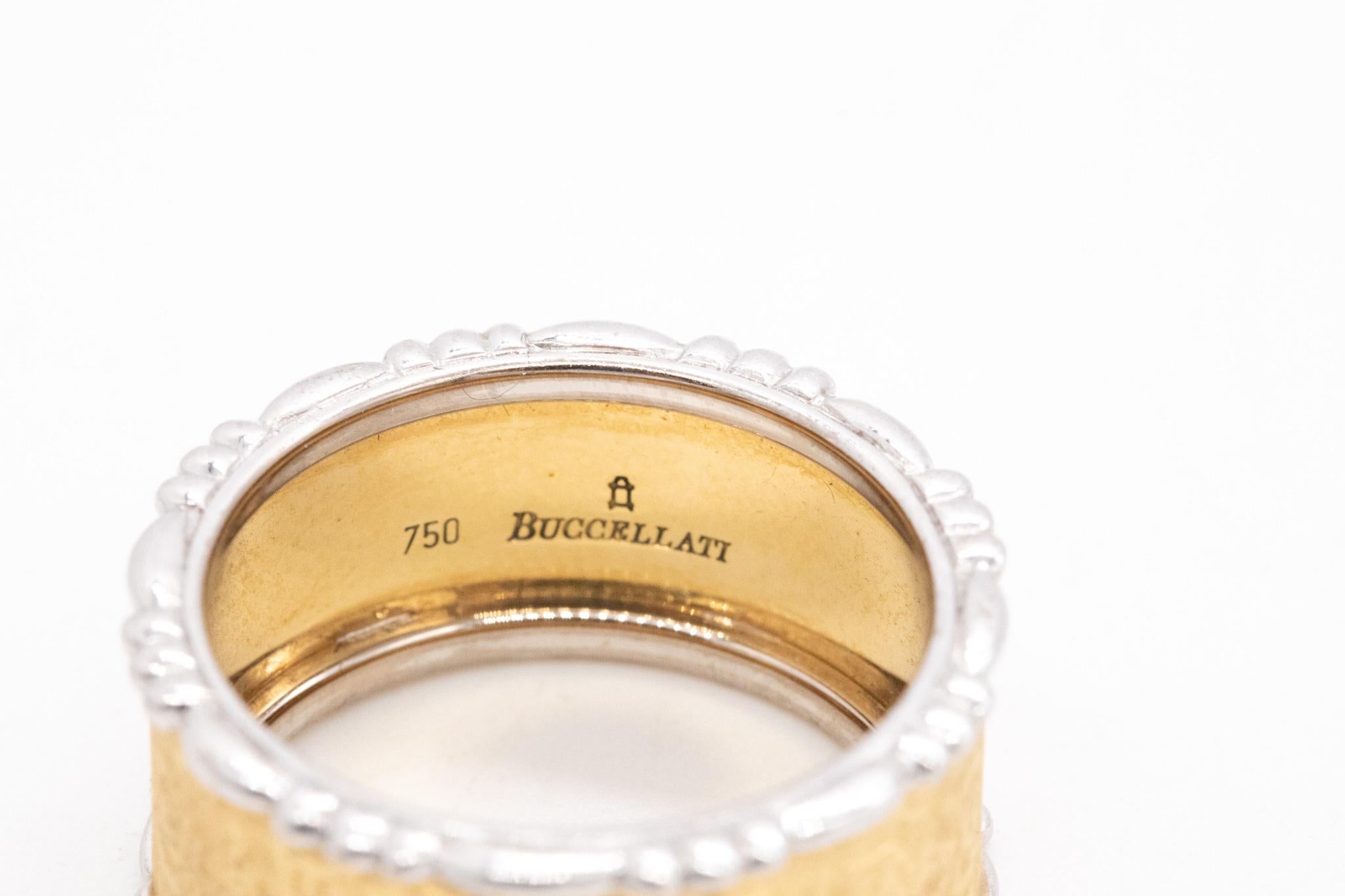 Buccellati Milano Ring Band in Brushed 18Kt Yellow and White Gold 2