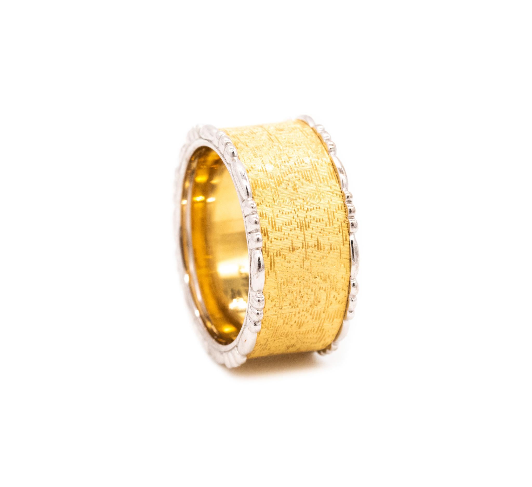 Buccellati Milano Ring Band in Brushed 18Kt Yellow and White Gold 3