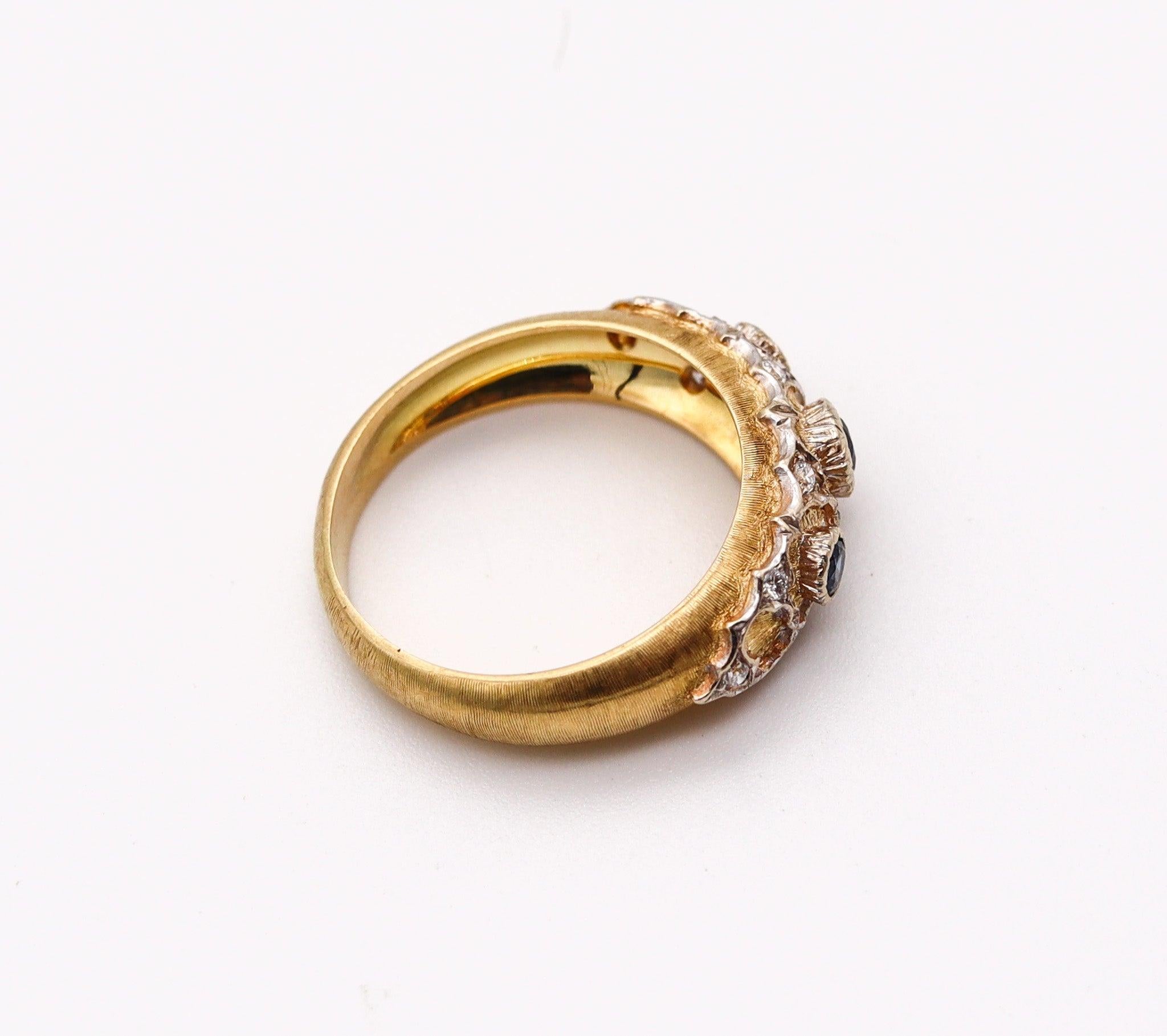 Women's BUCCELLATI Milano Baroque Ring In 18Kt Gold With Blue Sapphires & Diamonds