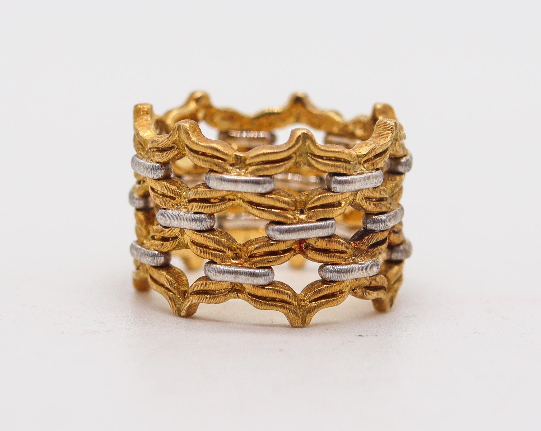 Women's BUCCELLATI Milano Baroque Woven Wide Ring In Two Tones of 18Kt Gold