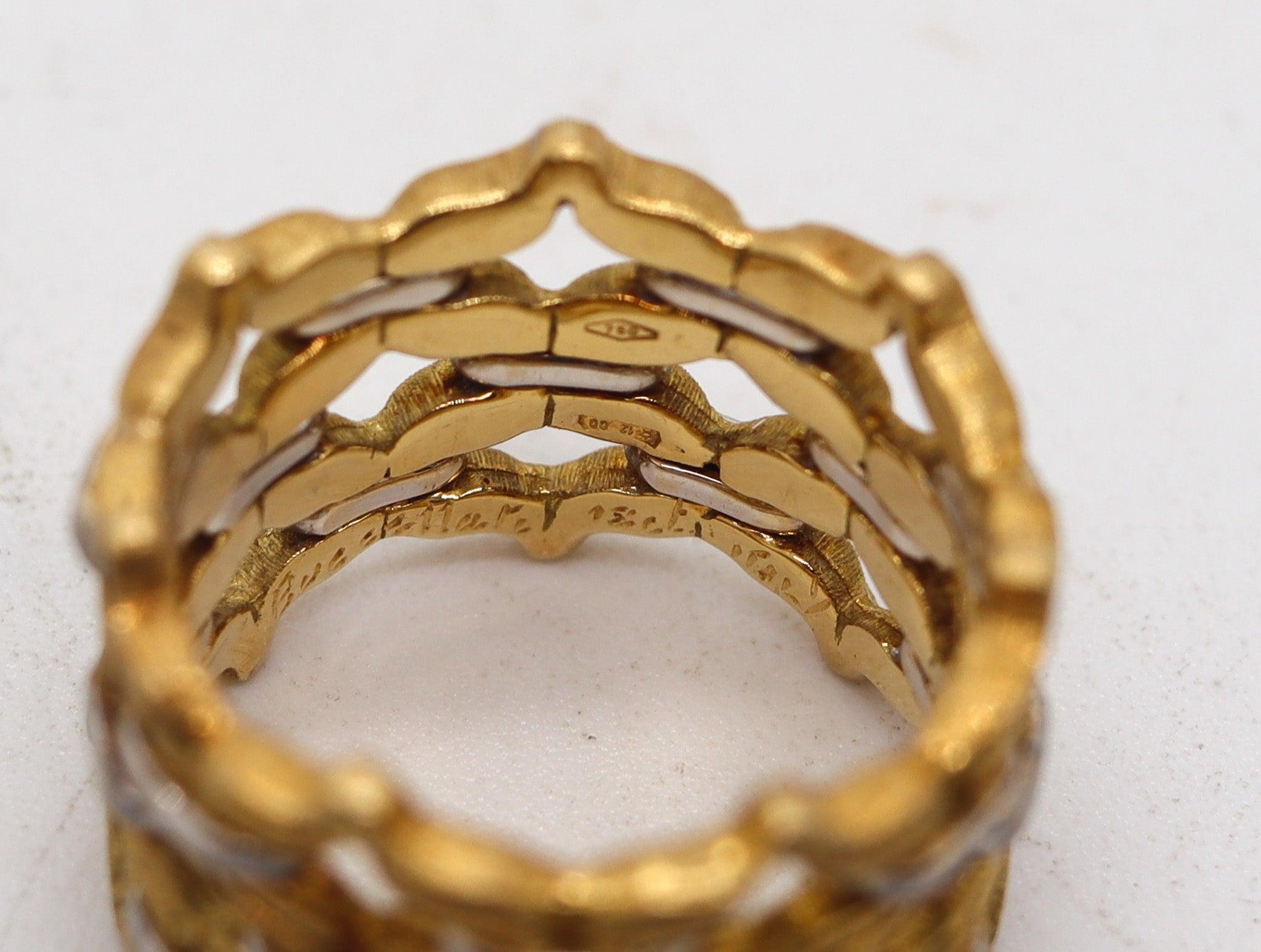 BUCCELLATI Milano Baroque Woven Wide Ring In Two Tones of 18Kt Gold 1