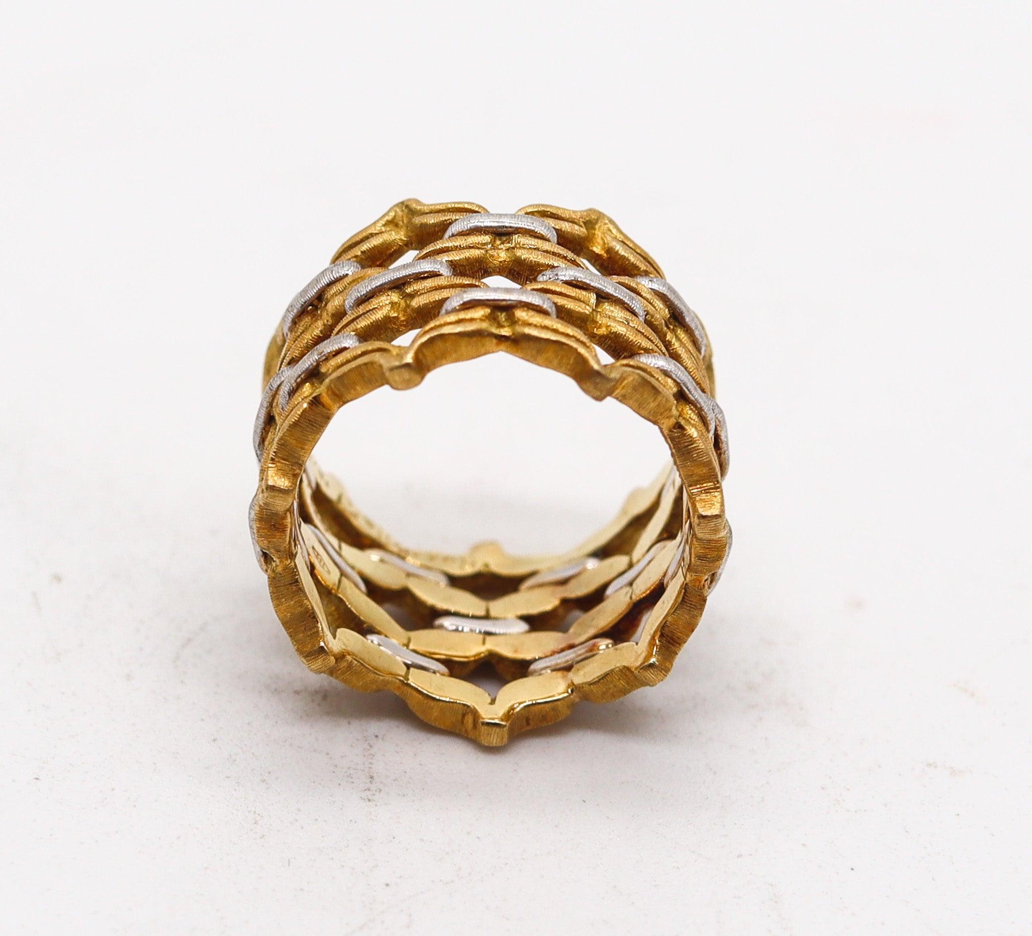 BUCCELLATI Milano Baroque Woven Wide Ring In Two Tones of 18Kt Gold 2