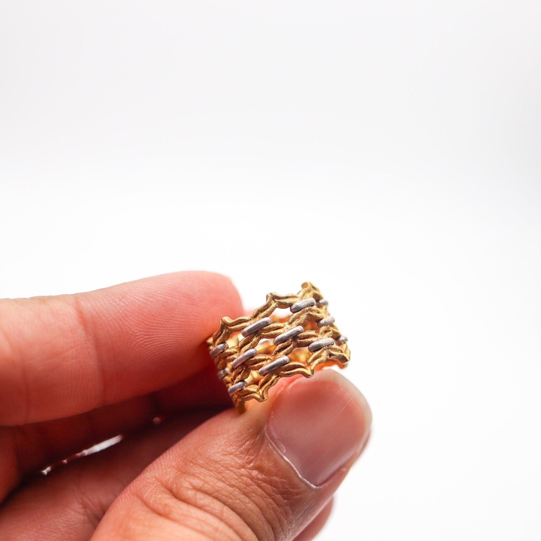 BUCCELLATI Milano Baroque Woven Wide Ring In Two Tones of 18Kt Gold 3