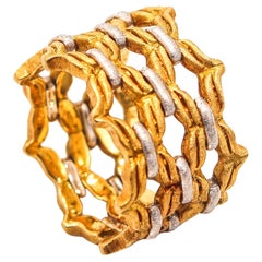 BUCCELLATI Milano Baroque Woven Wide Ring In Two Tones of 18Kt Gold