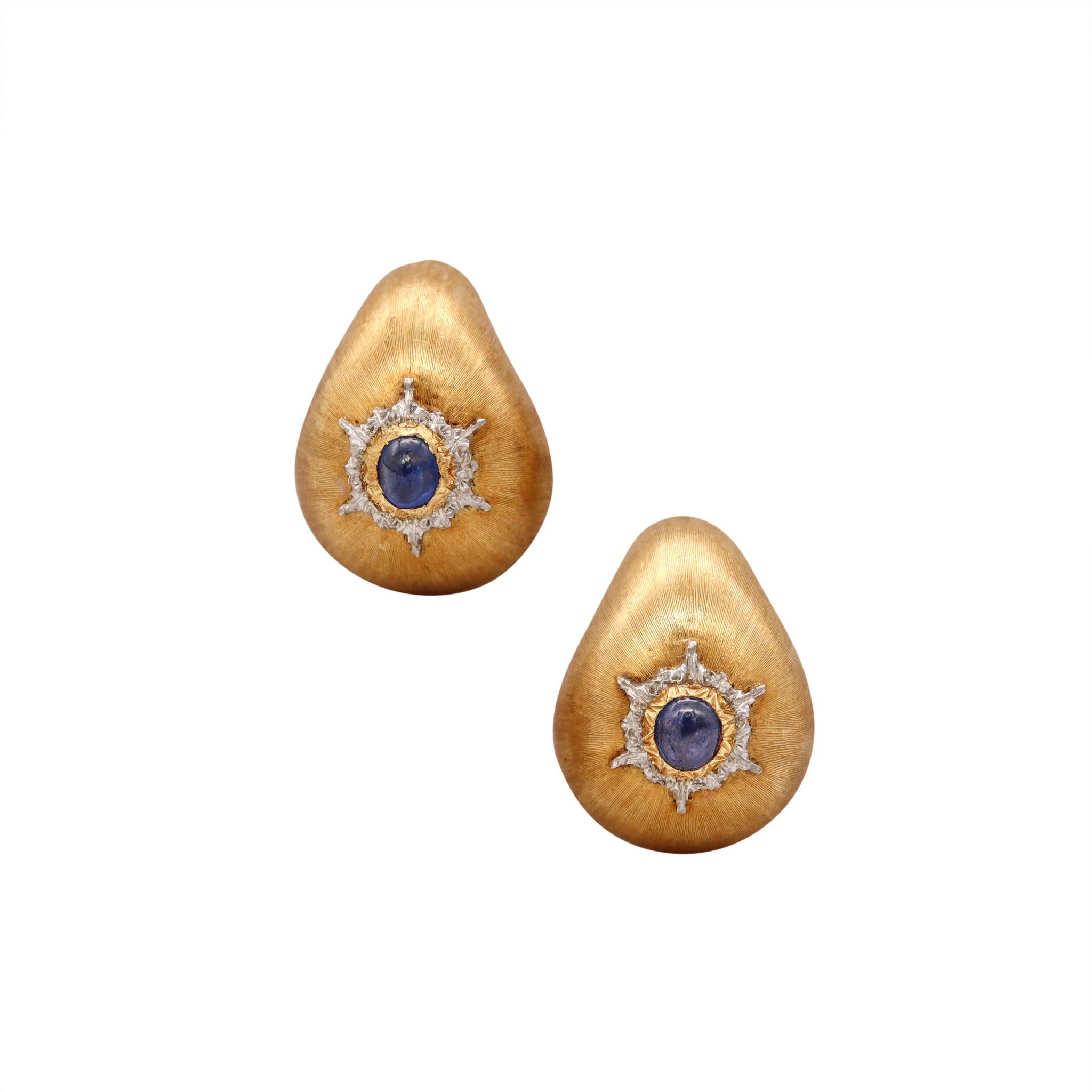 Women's Buccellati Milano Cushioned Clips Earrings 18Kt Gold with Ceylon Blue Sapphires