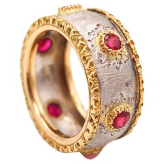 BUCCELLATI Milano Eternity Band Ring In Two Tones 18Kt Gold & Vivid Red Rubies