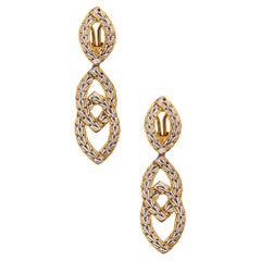 BUCCELLATI Milano Large Dangle Drop Earrings Two Tones Woven 18Kt Gold