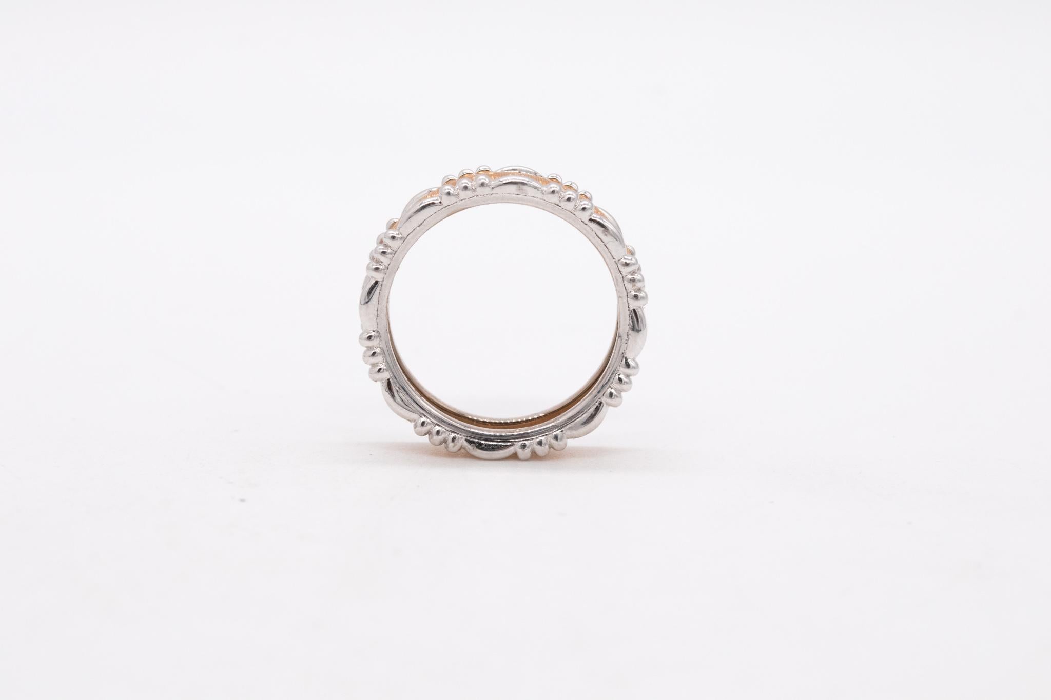 Contemporary Buccellati Milano Ring Band In Brushed 18Kt Rose And White Gold  For Sale