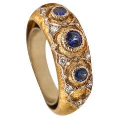 Buccellati Milano Vintage Ring in Two Tones 18kt Gold with Sapphires & Diamonds