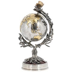 Buccellati Millenium Globe Sterling Silver Tiger's Eye Limited Edition Globe