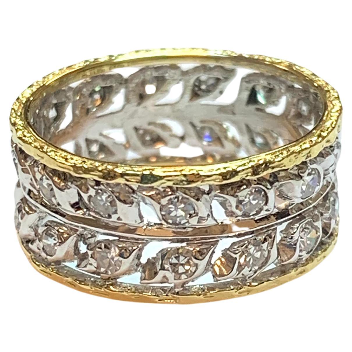 Buccellati Modernist circa 2010 Diamonds 18 Karat Gold Band Certificat Ring