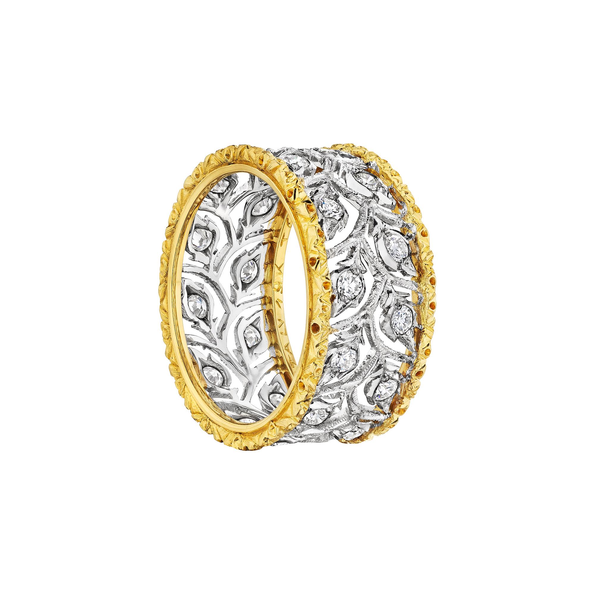 Buccellati Modernist Diamond Gold Openwork Band Ring For Sale at ...
